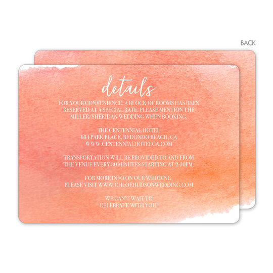 Orange Big Swash Wedding Information Cards